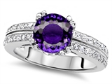 Original Star K™ Round 7mm Genuine Amethyst Engagement Wedding Ring