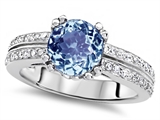 Original Star K™ Round 7mm Simulated Aquamarine Engagement Wedding Ring