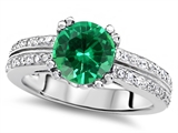 Original Star K™ Round 7mm Simulated Emerald Engagement Wedding Ring
