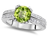 Original Star K™ Round 7mm Genuine Peridot Engagement Wedding Ring