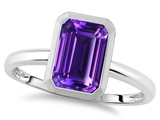 Tommaso Design™ 8x6mm Emerald Octagon Cut Genuine Amethyst Engagement Solitaire Ring