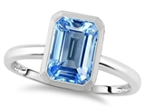 Tommaso Design™ 8x6mm Emerald Octagon Cut Simulated Aquamarine Engagement Solitaire Ring