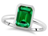 Tommaso Design™ 8x6mm Emerald Octagon Cut Simulated Emerald Engagement Solitaire Ring