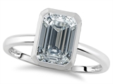 Tommaso Design™ 8x6mm Emerald Octagon Cut Genuine White Topaz Engagement Solitaire Ring