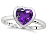 Tommaso Design™ 7mm Heart Shape Genuine Amethyst Engagement Solitaire Ring