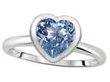 Tommaso Design™ 7mm Heart Shape Simulated Aquamarine Engagement Solitaire Ring