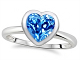 Tommaso Design™ 7mm Heart Shape Genuine Blue Topaz Engagement Solitaire Ring