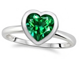 Tommaso Design™ 7mm Heart Shape Simulated Emerald Engagement Solitaire Ring