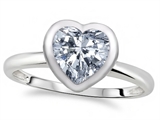 Tommaso Design™ 7mm Heart Shape Genuine White Topaz Engagement Solitaire Ring