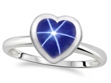 Tommaso Design™ 7mm Heart Shape Created Star Sapphire Engagement Solitaire Ring
