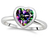 Tommaso Design™ 7mm Heart Shape Rainbow Mystic Topaz Engagement Solitaire Ring