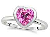Tommaso Design™ 7mm Heart Shape Created Pink Sapphire Engagement Solitaire Ring