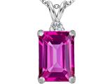 Original Star K™ Large 14x10mm Emerald Cut Created Pink Sapphire Pendant
