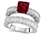 Original Star K™ 7mm Square Cut Created Ruby Engagement Wedding Set
