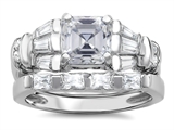 Original Star K™ 6mm Square Cut Genuine White Topaz Engagement Wedding Set