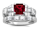 Original Star K™ 6mm Square Cut Created Ruby Engagement Wedding Set