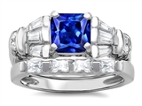 Original Star K™ 6mm Square Cut Created Sapphire Engagement Wedding Set