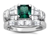 Original Star K™ 6mm Square Cut Simulated Emerald Engagement Wedding Set