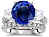 Original Star K™ Large 10mm Round Created Sapphire Engagement Wedding Set