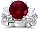 Original Star K™ Large 10mm Round Created Ruby Engagement Wedding Set