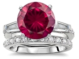 Original Star K™ Large 10mm Round Created Ruby Engagement Wedding Set