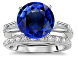 Original Star K™ Large 10mm Round Created Sapphire Engagement Wedding Set