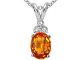 Tommaso Design™ 8x6mm Oval Genuine Orange Sapphire and Diamond Pendant