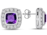 Original Star K™ 7mm Cushion Cut Simulated Amethyst Earring Studs