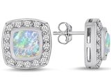 Original Star K™ 7mm Cushion Cut Created Opal Earring Studs