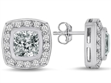 Original Star K™ 7mm Cushion Cut Genuine White Topaz Earring Studs