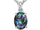 Original Star K™ Large 14x10mm Oval Rainbow Mystic Topaz Pendant