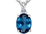Original Star K™ Large 14x10mm Oval Simulated Blue Topaz Pendant