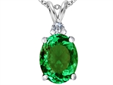 Original Star K™ Large 14x10mm Oval Simulated Emerald Pendant