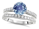 Original Star K™ Round 7mm Simulated Aquamarine Engagement Wedding Ring