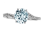 Tommaso Design™ Round 7mm Genuine Aquamarine and Diamonds Ring