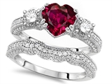 Original Star K™ Heart Shape 7mm Created Ruby Engagement Wedding Set