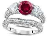 Original Star K™ Round 7mm Created Ruby Engagement Wedding Set