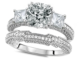 Original Star K™ Cushion Cut 7mm Genuine White Topaz Engagement Wedding Set
