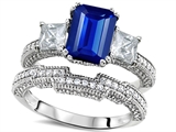 Original Star K™ Emerald Cut 8x6mm Created Sapphire Engagement Wedding Set