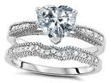 Original Star K™ Heart Shape 7mm Genuine White Topaz Engagement Wedding Set