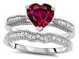 Original Star K™ Heart Shape 7mm Created Ruby Engagement Wedding Set