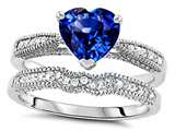 Original Star K™ Heart Shape 7mm Created Sapphire Engagement Wedding Set