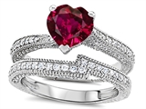 Original Star K™ Heart Shape 7mm Created Ruby Engagement Wedding Set