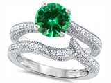 Original Star K™ Round 7mm Simulated Emerald Engagement Wedding Set