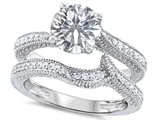 Original Star K™ Round 7mm Genuine White Topaz Engagement Wedding Set
