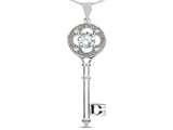 Tommaso Design™ Key to my Heart Clover Key Pendant with Round Genuine White Topaz and Diamonds