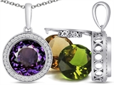 Switch-It Gems™ Round 10mm Simulated Alexandrite Pendant with 12 Interchangeable Simulated Birthstones