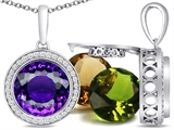 Switch-It Gems™ Round 10mm Simulated Amethyst Pendant with 12 Interchangeable Simulated Birthstones
