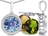 Switch-It Gems™ Round 10mm Simulated Aquamarine Pendant with 12 Interchangeable Simulated Birthstones