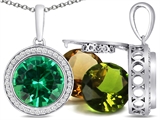 Switch-It Gems™ Round 10mm Simulated Emerald Pendant with 12 Interchangeable Simulated Birthstones